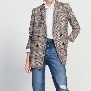 Sandro Wool-blend Double-breasted Checked Blazer